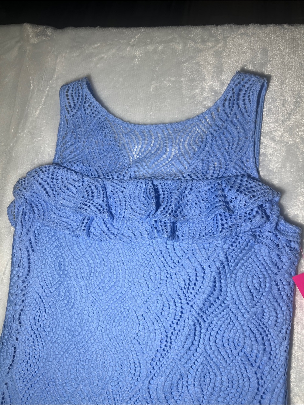 Lilly PulitzerJanine Shift Dress Blue Peri Flowering Leaf Lace Size 6 - Picture 3 of 4